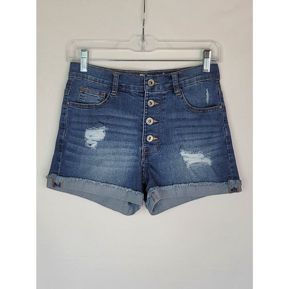 Wallflower Flirty Curvy High Rise Distressed Denim Jeans Shorts Juniors Size 1